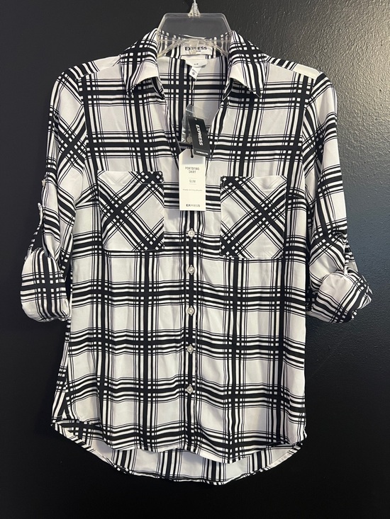 Express Tops - EXPRESS Portofino Plaid Button-Down Shirt
